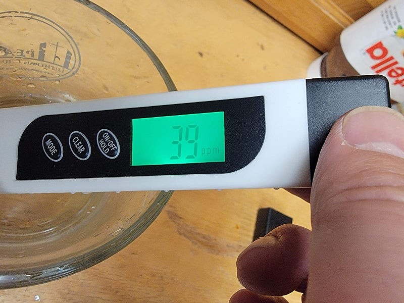 RO 정수기 필터 후 TDS 수치 39ppm