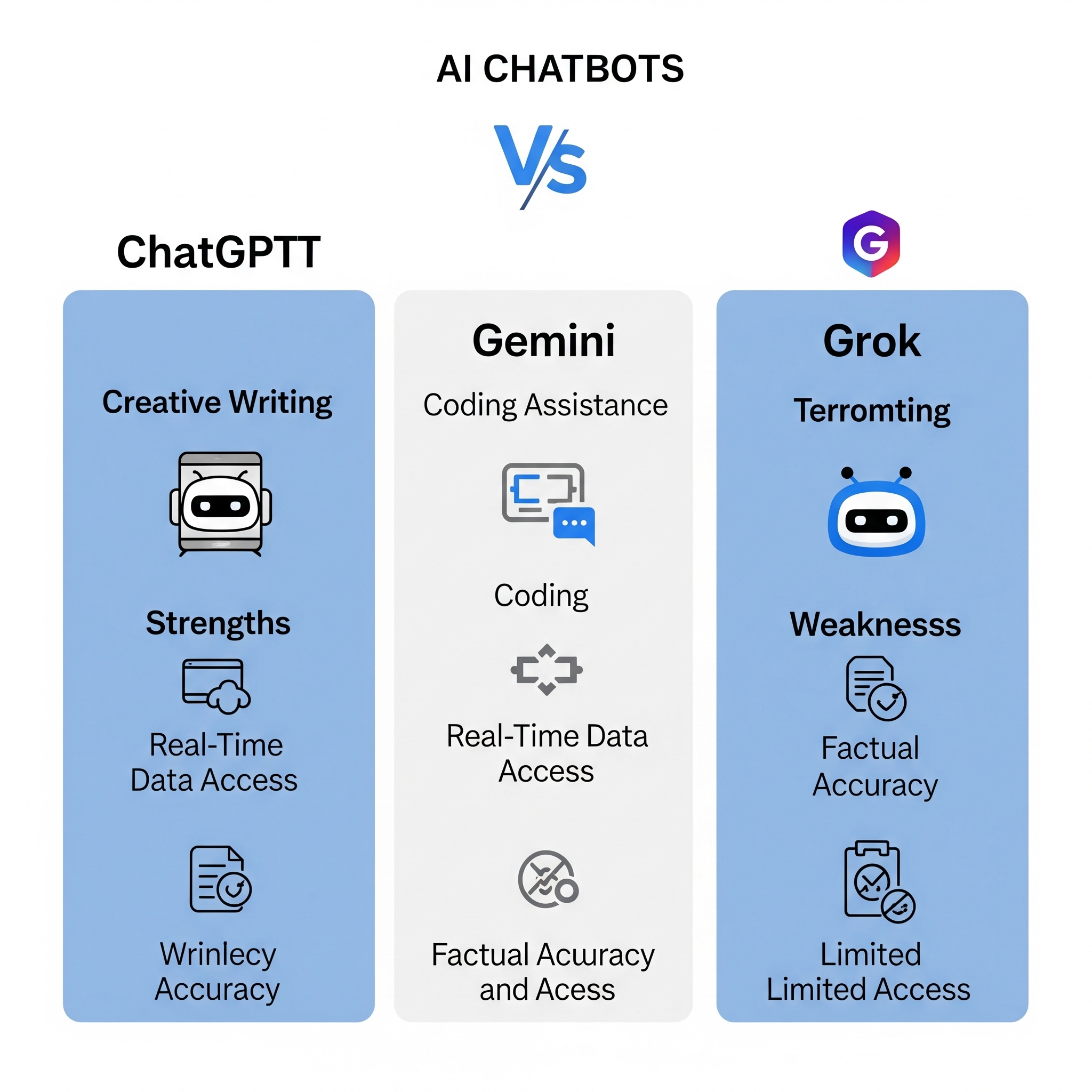 AI 챗봇 비교 인포그래픽: ChatGPT Gemini Grok