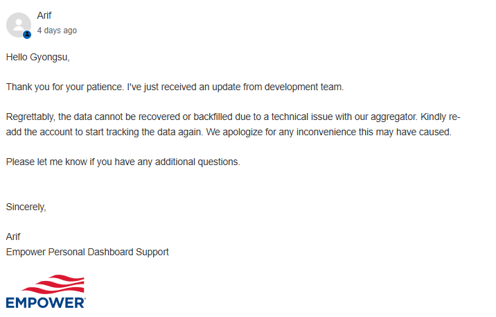 Final reply from Empower, July 30